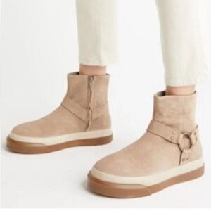 Free People Bohdi Harness Sneaker Bootie Size 6 Tan Suede Leather Slip On
